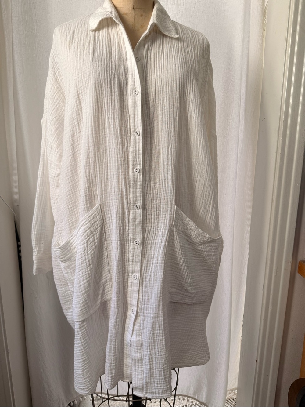 Calme by Johnny Was, Cotton Gauze Shirt Dress, sz S